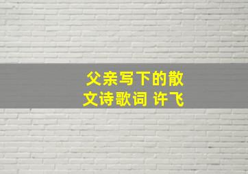 父亲写下的散文诗歌词 许飞